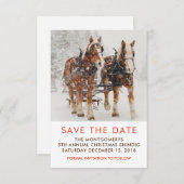 Paardenschaal met hoge kerstscène sparen de datum save the date (Voorkant / Achterkant)