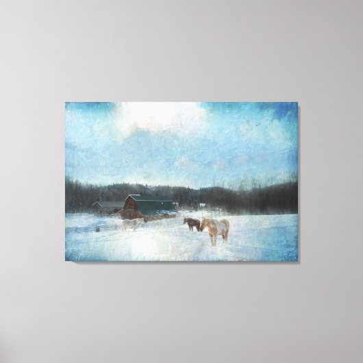 Paardenschaal, scheuren en sneeuwschilderijen canvas afdruk (Voorkant)