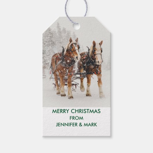 Paardenschaal voor kerstmis cadeaulabel (Voorkant)