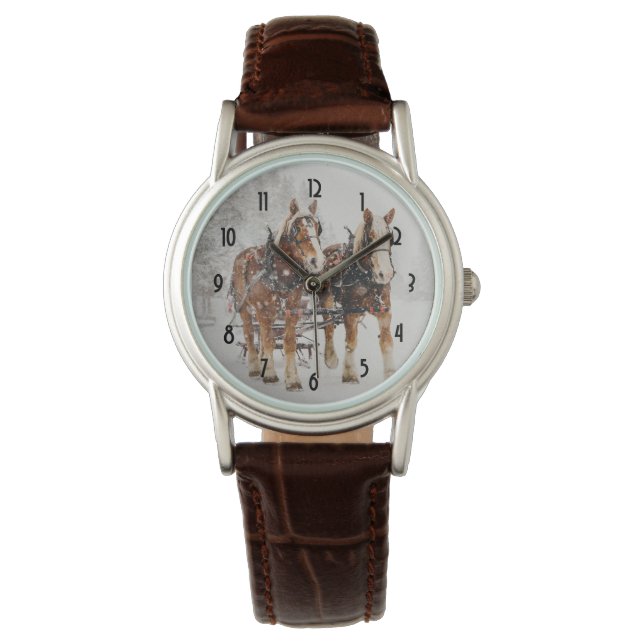 Paardenschaal voor kerstmis horloge (Voorkant)