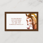 Paardenschets en slingerbit in bruin visitekaartje (Achterkant)