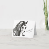 Paardenschets en slingerbit in grijs bedankkaart (Voorkant)