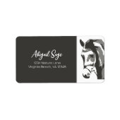 Paardenschets in grijs en wit adres etiket (Voorkant)