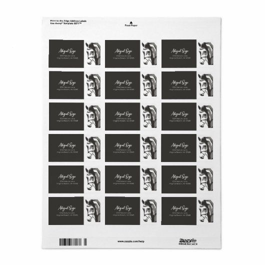 Paardenschets in grijs en wit adres etiket (Full Sheet)