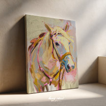 Paardenschilderij, Cowgirl Ruiter Kunst aan de Wan