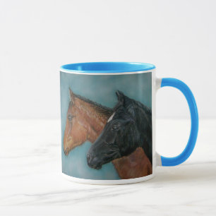 paardenschilderij van zwarte kastanjebruin mok