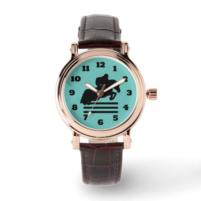 PaardenShow Hunter Jumper Silhouette Horloge (Voorkant)