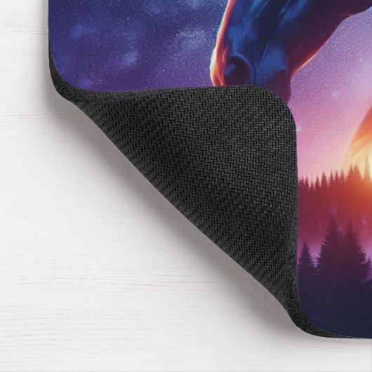 Paardensilhouet in een zonsondergang boslandschap muismat (Hoek)