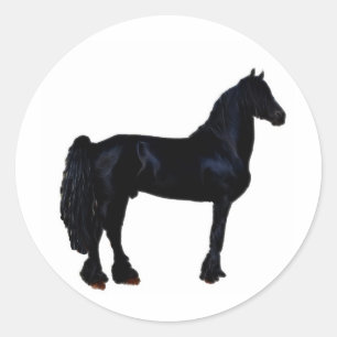 Paardensilhouet in zwart-wit ronde sticker
