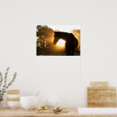 Paardensilhouet tegen zonsondergang poster (Keuken)