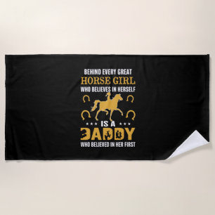 Paardensport Cadeau Achter Elk Groot Paard Meisj Strandlaken