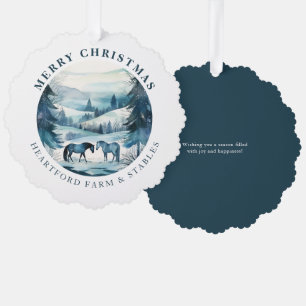 Paardensport Kerstpaarden Festieve Winterwoud Ornament Kaart