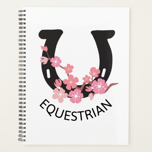 Paardensport mooi design met floreel hoefijzer planner (Voorkant)