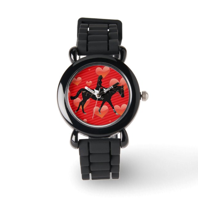 Paardensport & Rode harten Horloge (Voorkant)