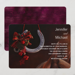 Paardensportthema Hanging Hoefijzer Wedding Kaart