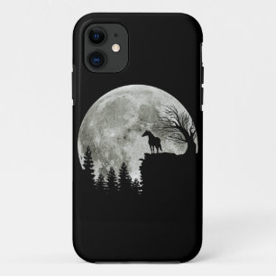 Paardenstandaard op berg spooky Halloween Moon iPhone 11 Hoesje