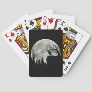 Paardenstandaard op berg spooky Halloween Moon Pokerkaarten