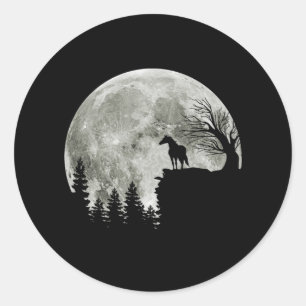 Paardenstandaard op berg spooky Halloween Moon Ronde Sticker