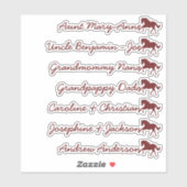 Paardensymbool Aangepaste gastenlijst 7 namen Kall Sticker (Vel)