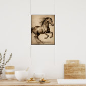 Paardentekening, poster van houtskool (Keuken)