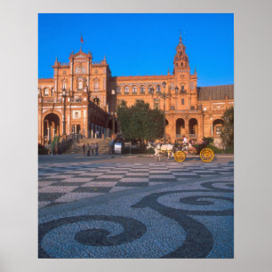 Paardentram op de Plaza de Espana in Poster