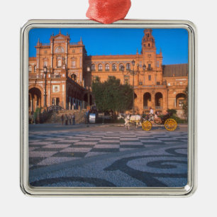 Paardentrekken in het Plaza de Espana in Metalen Ornament