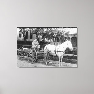 Paardentrekkerfoto Wagon Canvas Afdruk