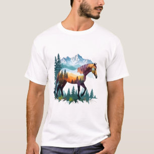 Paardenvector Art Animal in de majestueuze Natuur T-shirt