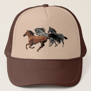 paardenvectoren met wild grijs zwart trucker pet