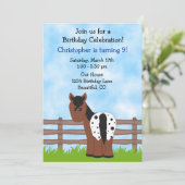 Paardenverjaardagsuitnodiging voor jongens kaart (Staand voorkant)