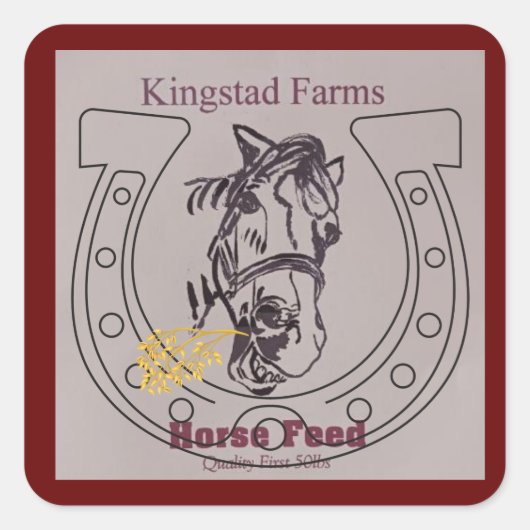  paardenvoer vierkante sticker (Voorkant)