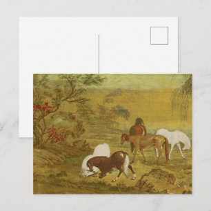 Paardenweiden in de buitenwijken Fine Art Briefkaart