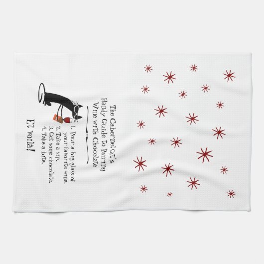 Paardenwijn met chocolade Funny Cat Theedoek (Horizontaal)