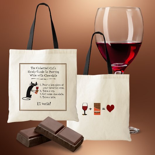 Paardenwijn met chocolade Funny Cat Tote Bag
