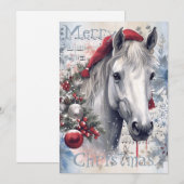 PaardenwinterkerstWaterverf Feestdagenkaart (Voorkant / Achterkant)