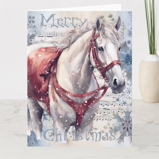 PaardenwinterkerstWaterverf Kaart (Voorkant)