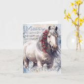 PaardenwinterkerstWaterverf Kaart (Gele Bloem)