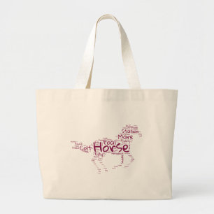 Paardenwoord Cloud Uniek ontwerp in Maroon Grote Tote Bag