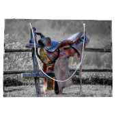 Paardenzadels op korraalhek Western Groot Cadeauzakje (Achterkant)