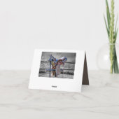 Paardenzadels op korraalhek Western Notitiekaartje (Achterkant)