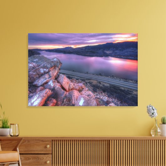 Paardetandreservoir Winter zonsondergang Canvas Afdruk (Insitu (Woonkamer))