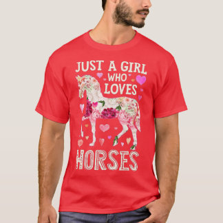 Paardje gewoon een meisje dat van het paardenrenne t-shirt
