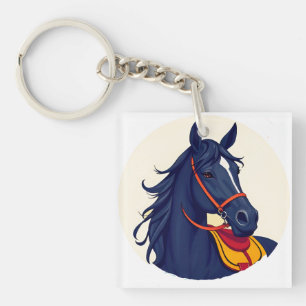 🖤 Paardportret Cadeau voor Equestrian Stijl 🖤 Sleutelhanger