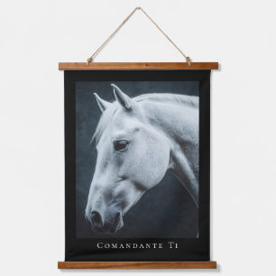 Paardrijden Aangepaste Paard Foto Naam Zwarte Lijs Hangend Wandkleed