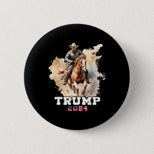 Paardrijden Amerikaanse vlag Cowboy 1 Ronde Button 5,7 Cm