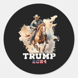 Paardrijden Amerikaanse vlag cowboy Ronde Sticker