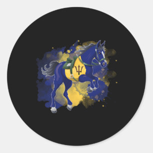 Paardrijden Barbados Vlag Ronde Sticker