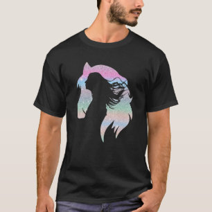 Paardrijden cowgirl motief regenboog abstracte pri t-shirt