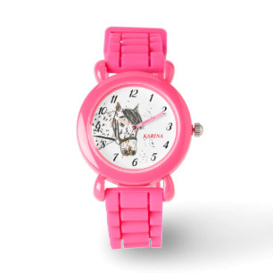 Paardrijden Dressuur Paardensport Paard Roze Kinde Horloge