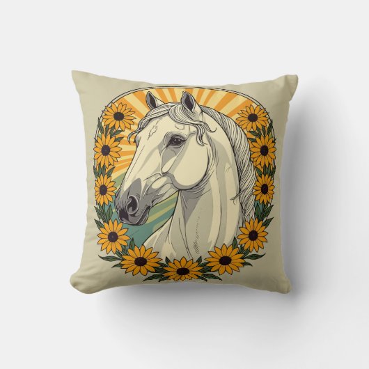 Paardrijden en zwarte ogen Susan bloemen Kussen (Voorkant)